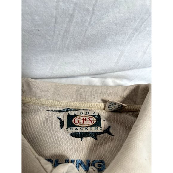 GPS Global Tracking Fishing Polo Shirt mens Large Tan - Picture 6 of 9